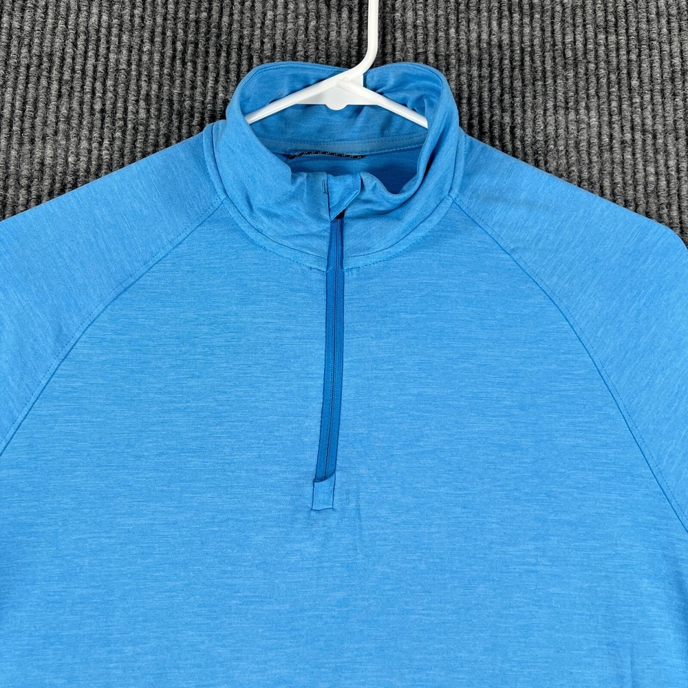 REI Shirt Womens Medium Blue Long Sleeve 1/4 Zip Mock Neck Outdoor Casual